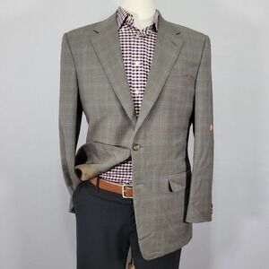 Corneliani Saks Fifth Men's Sport Coat‎ Blazer Two Button Brown Plaid Wool 42R